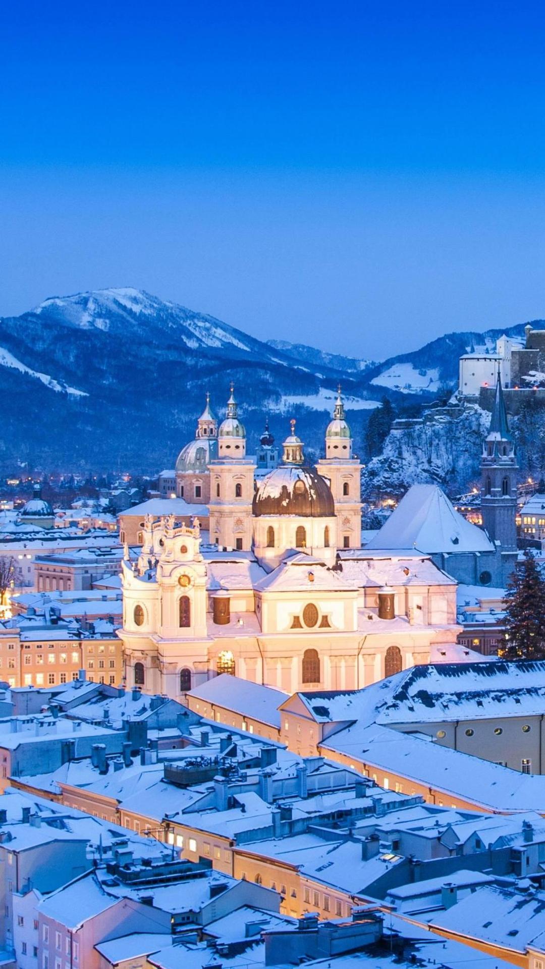 高清奥地利萨尔茨堡冬景背景图