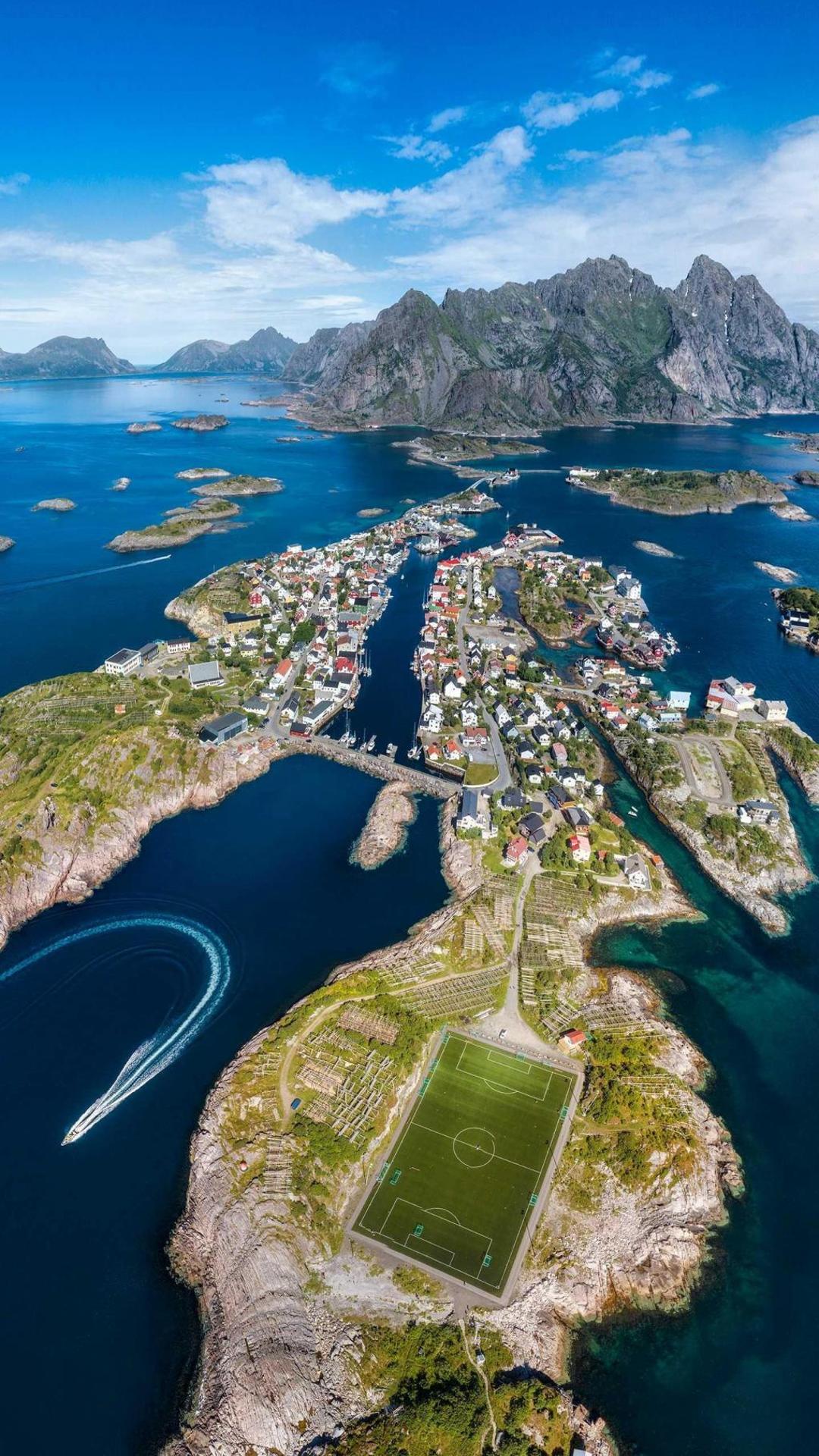 高清俯瞰挪威罗弗敦手机壁纸图片下载