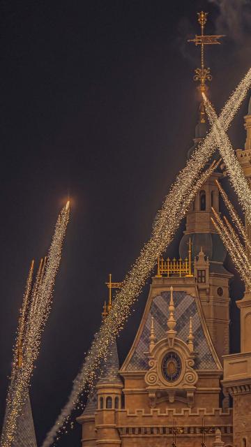 夜晚的迪士尼城堡背景图