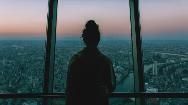 夜空娇美温柔背影伤感女孩写真