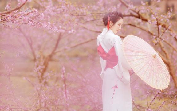 樱花树下的和服气质美女写真